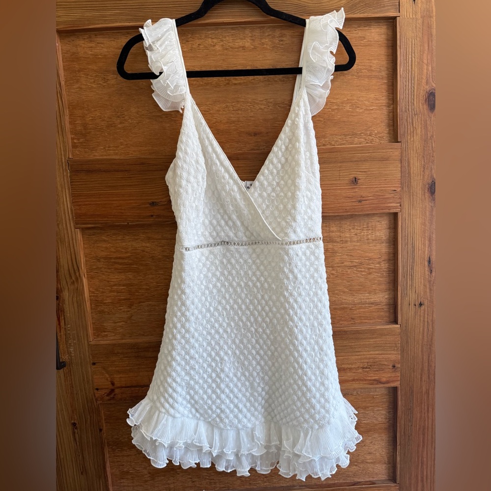 Angel Biba Ruffle-Trim white Mini Dress Size S AU size 10